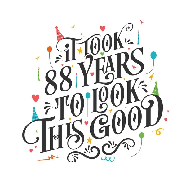 人们花了88年的时间 用漂亮的书法字体设计了这个美好的生日和88周年庆祝活动 — 图库矢量图片