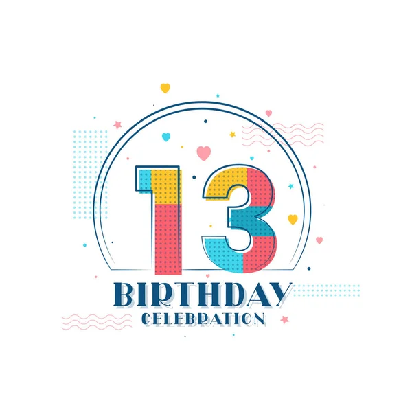 13歳の誕生日のお祝い モダンな13歳の誕生日のデザイン — ストックベクタ