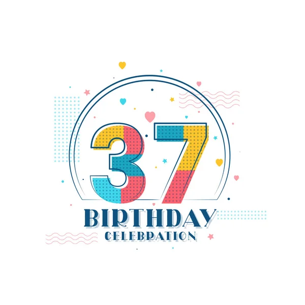 37誕生日のお祝い 現代の37誕生日デザイン — ストックベクタ