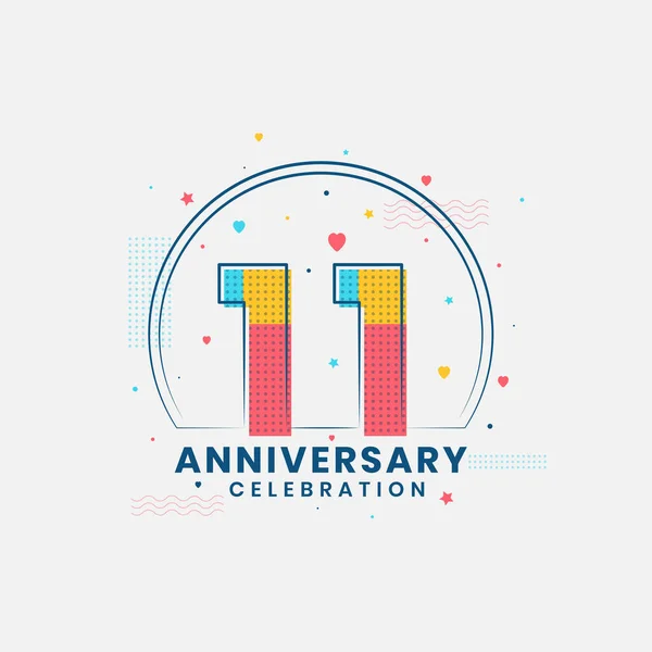 Anniversario Design Moderno Undicesimo Anniversario — Vettoriale Stock