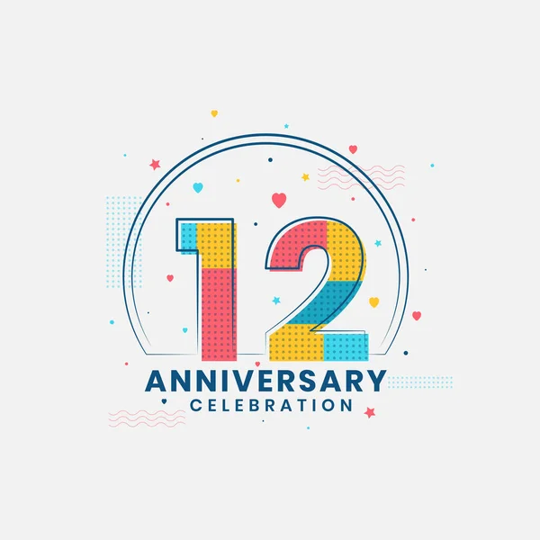 Anniversary Celebration Modern 12Th Anniversary Design — Stock Vector