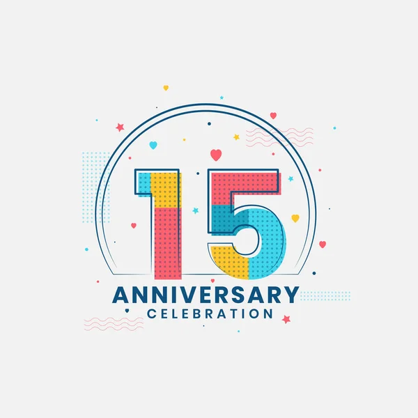 Anniversario Modern 15Th Anniversary Design — Vettoriale Stock