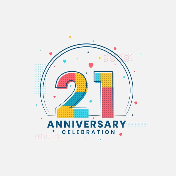 Jubileum Viering Modern 21E Verjaardag Ontwerp — Stockvector
