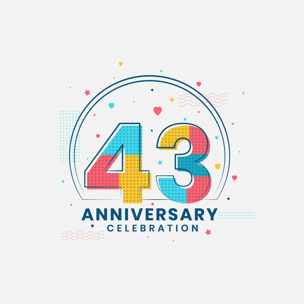 Anniversario Modern 43Rd Anniversary Design — Vettoriale Stock