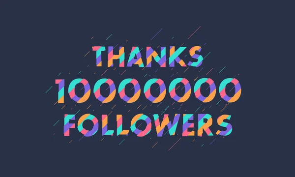 Dank 10000000 Followern Feiern 10M Follower Modernes Buntes Design — Stockvektor