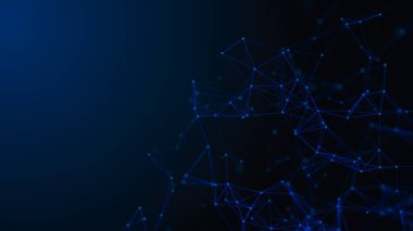 Soyut dijital ağ bağlantısı. Teknoloji geçmişi. Büyük veri. Ağ bağlantısı noktaları ve çizgileri. Pleksus. Büyük veri arkaplanı. 3D görüntüleme. Arkaplan.
