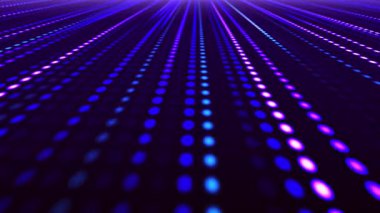 Uzağa doğru uzanan çok renkli piksellerin renkli parlak çizgileriyle animasyon. Bir neon hareket efekti yaratır, bir kalp ya da müzik dengeleyicisini hatırlatır. 3B Görüntü