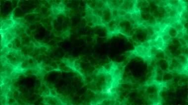 Soyut yeşil doku, karanlıkta titreşen canlı hücreler ya da enerji akışları, organik yapı ve biyolojik aktivite ağına benzer..