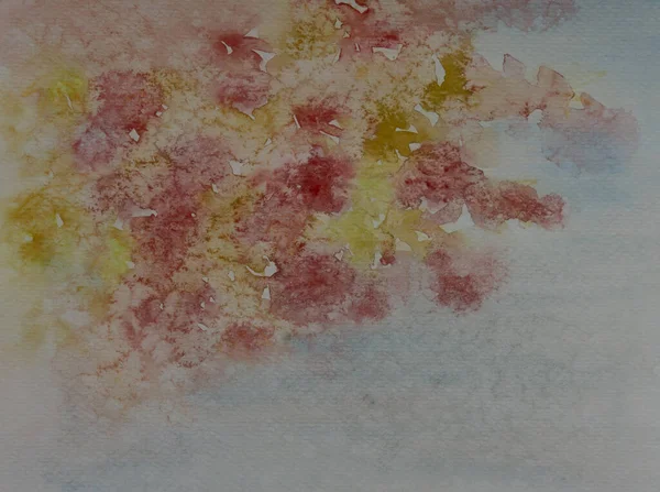 Иллюстрация Абстрактных Осенних Деревьев Снежинки Красного Желтого Цветов Листьев Акварели — стоковое фото