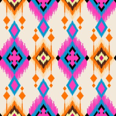 Etnik kilise boyası iplikleri, kusursuz dokuma desenleri. Vektör el işçiliği, nakış, bohem, soyut coğrafi sanat kumaşı elbise, duvar kağıdı, halı için tekstil tasarımı