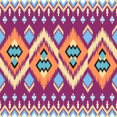 Etnik kilise boyası iplikleri, kusursuz dokuma desenleri. Vektör el işçiliği, nakış, bohem, soyut coğrafi sanat kumaşı elbise, duvar kağıdı, halı için tekstil tasarımı