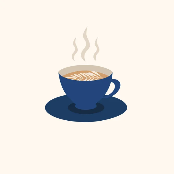 Taza de capuchino caliente de la mañana, café o café con leche — Vector de stock