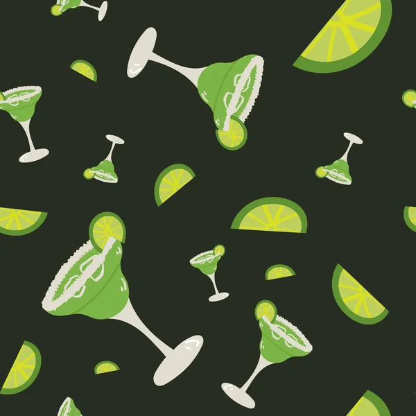 Handgezeichneter Vektorstil Illustration von Margarita-Cocktail und Limette. — Stockvektor