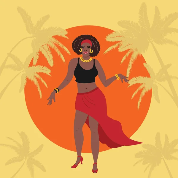 Carribean, latin of Afrikaans-Amerikaanse dansende salsa, bachata, merengue, cha-cha, mambo of een andere dans. — Stockvector