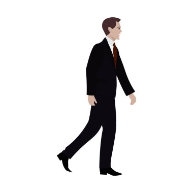 Takım elbiseli iş adamının vektör çizimi. Yan görünüm beyaz üzerine izole.