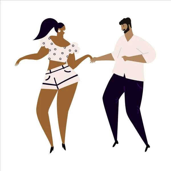 Ručně kreslené vektorové ilustrace páru tančící sexy zábavu bachata dance. Izolované na bílém pozadí. Taneční škola, festival, párty, karneval, pozvánka. — Stockový vektor
