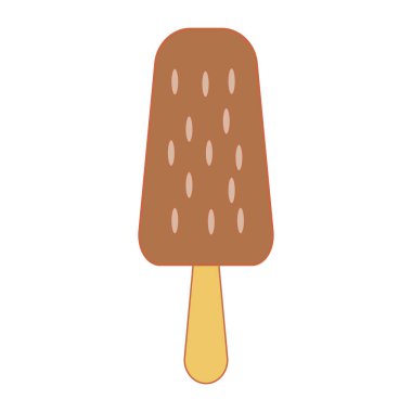 Çubuk badem fıstıklı çikolata kaplı dondurma ya da pastel renkli gelato çizgisi çizimi. Beyaz arkaplanda izole