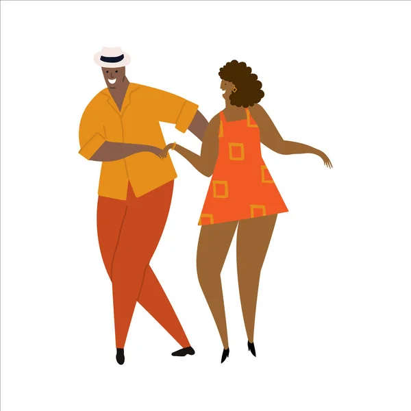 セクシーな楽しいバカータ サルサ キズンバダンスを踊るカップルの手描きベクトルイラスト 白い背景に隔離されている ダンススクール フェスティバル パーティー 招待コンセプト — ストックベクタ
