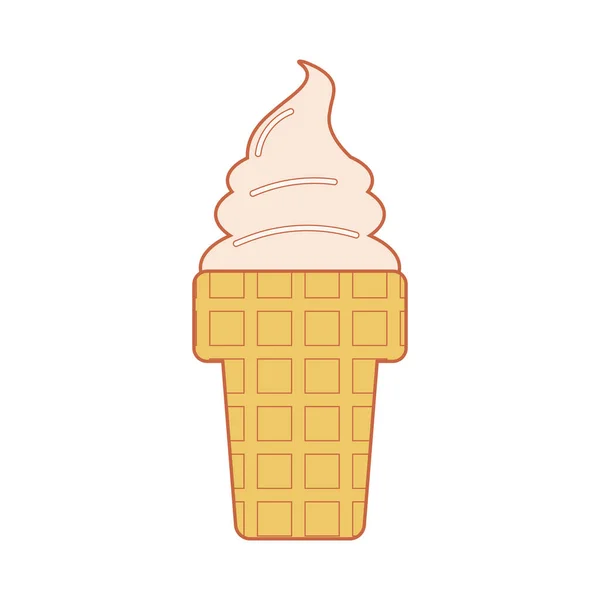 Line Art Vector Illustration Waffle Cone Cup Soft Serve Vanilla — Stock Vector