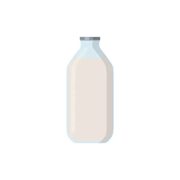 Ensemble d'illustration vectoriel plat de lait, kéfir dans une bouteille en verre à l'ancienne. Isolé sur fond blanc. — Image vectorielle