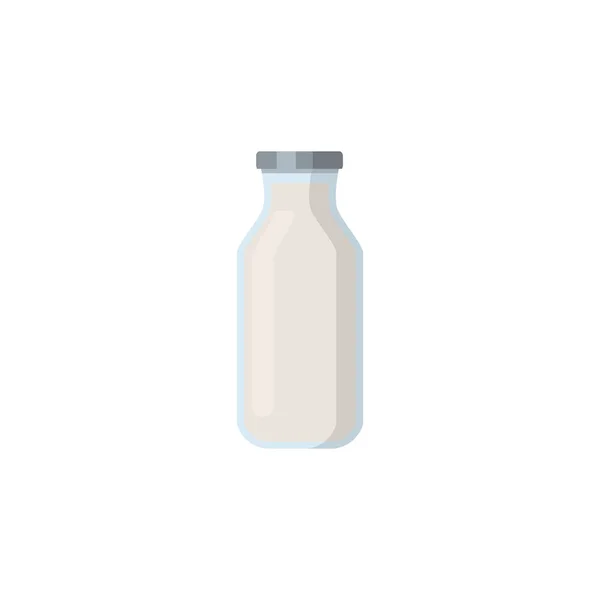 Platte vectorillustratie van melk, kefir in ouderwetse glazen fles. Geïsoleerd op witte achtergrond. — Stockvector
