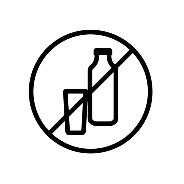 Icon vector illustration of milk bottle and glass as a lactose intolerant concept. Isolado sobre fundo branco. —  Vetores de Stock