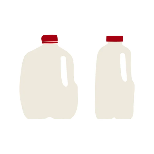 손으로 우유가 플라스틱 과빨간 모자를 갤런짜리 그림이다 배경에 고립됨 — 스톡 벡터