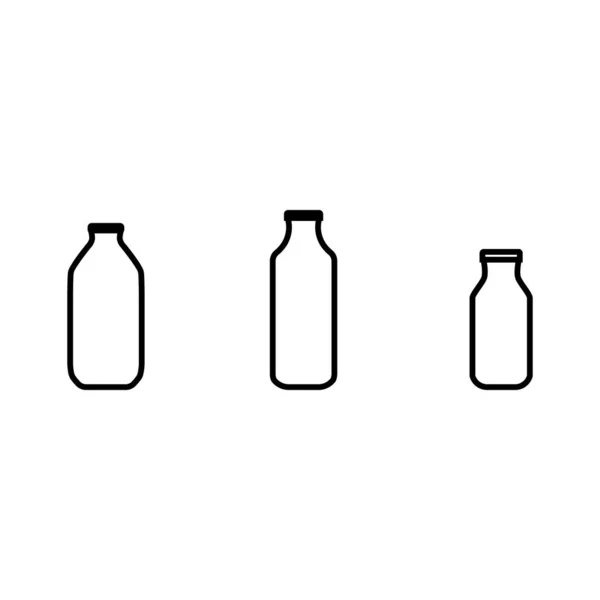 Illustrazione Vettoriale Icona Set Latte Kefir Diverse Bottiglie Vetro Isolato — Vettoriale Stock