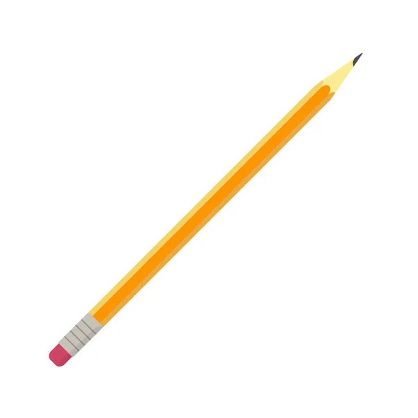 Ilustración Vectorial Plana Lápiz Plomo Simple Color Naranja Amarillo Con — Vector de stock