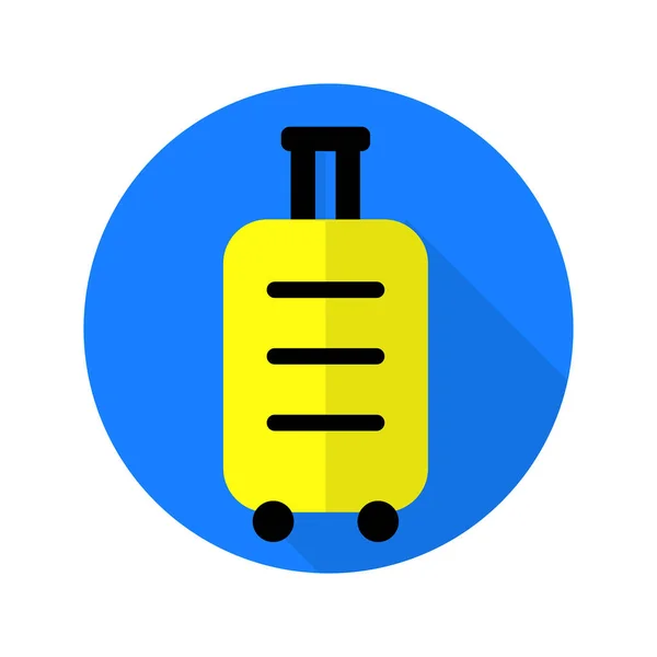 Flat Icon Vector Shadow Effect Bright Blue Yellow Colors Luggage — Stock Vector