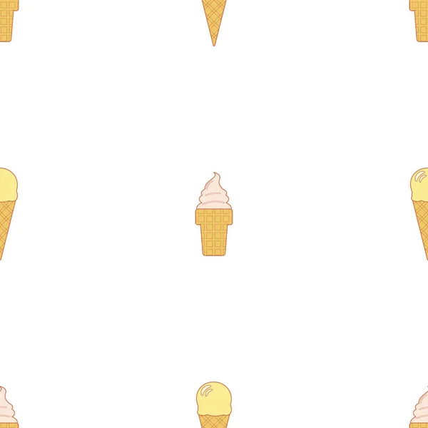 Линейная Векторная Иллюстрация Вафельного Конуса Шариком Мороженого Желато Пастельных Тонах — стоковый вектор