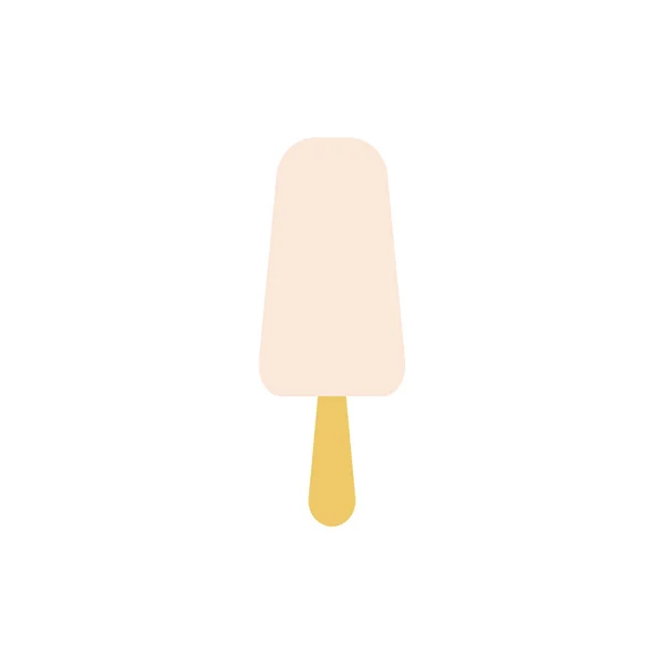 Flat vector illustration of plain vanilla popsicle ice cream bar on a stick in bright colors. Isolated on white background. — Stock Vector