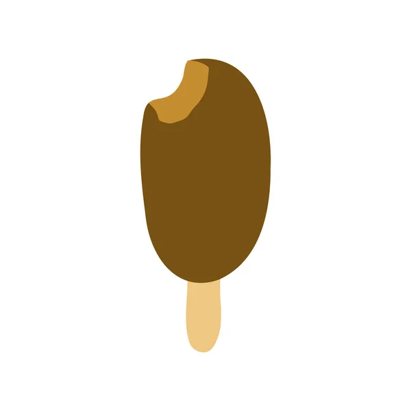 Çubuğa Veya Dondurmaya Çikolata Kaplı Bir Çikolatanın Çizimi Beyaz Arkaplanda — Stok Vektör