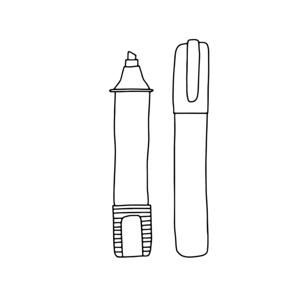 Handritad Doodle Skiss Stil Vektor Illustration Highlighter Penna Med Och — Stock vektor