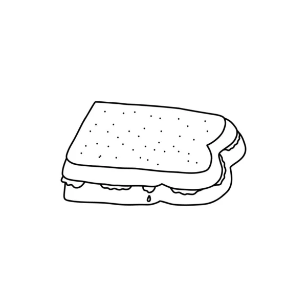 Ilustração Vetorial Desenhada Mão Sanduíche Manteiga Amendoim Sanduíche Queijo Grelhado — Vetor de Stock