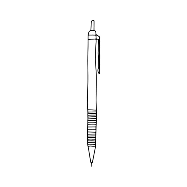Handritad doodle skiss stil vektor illustration av mekanisk penna. Svart, isolerad på vit bakgrund. — Stock vektor