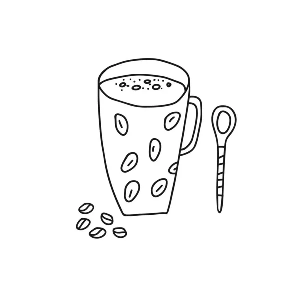 Ручная рисованная векторная иллюстрация вкусной горячей чашки чая. Изолированный на белом фоне. — стоковый вектор