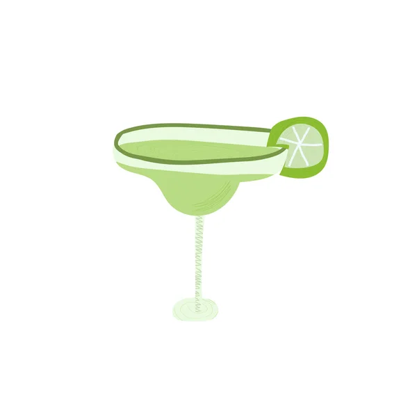 Handgezeichnete Vektorillustration Eines Margarita Cocktails Mit Limette Isoliert Auf Weißem — Stockvektor