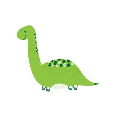 Şirin dinozorun el çizimi karikatür çizimi. Beyaz arkaplanda izole.