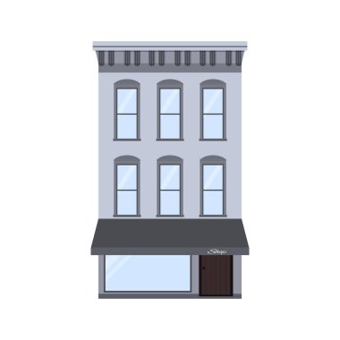Düz vektör çizimi, apartman dairesi, tuğla ev. Beyaz arkaplanda izole