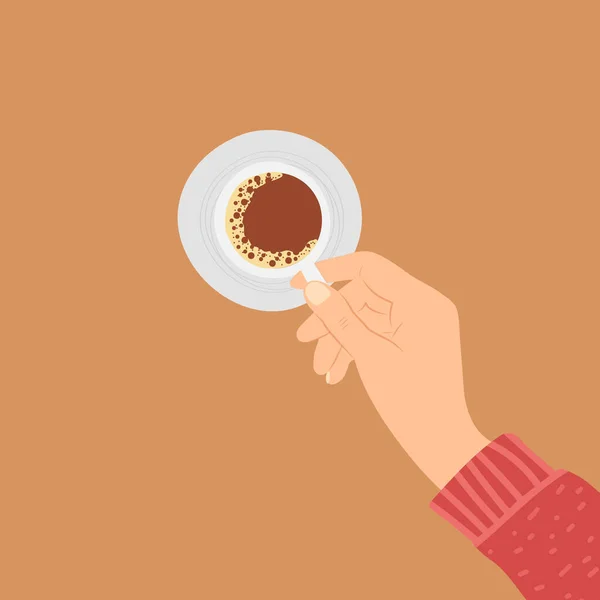 Met Hand Getekend Kleurenschets Vector Illustratie Van Handen Houden Koffiebekers — Stockvector