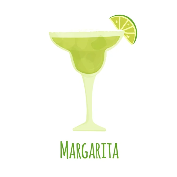 Ilustración vectorial dibujada a mano de bebidas alcohólicas de Margarita. Aislado sobre fondo blanco. — Vector de stock