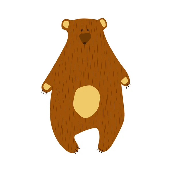 Desenhado à mão desenho animado conjunto de ilustração vetorial de urso marrom bonito. Isolado em branco, vista lateral. — Vetor de Stock