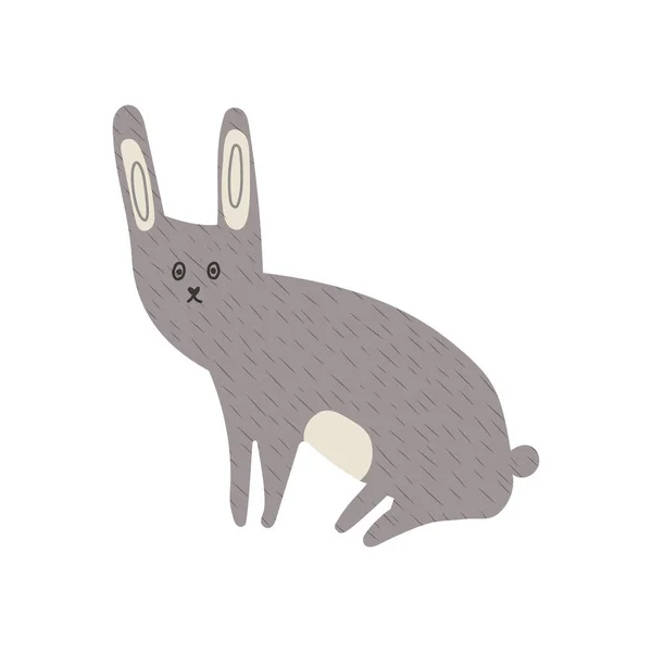 Handritad tecknad vektor illustration uppsättning söta baby kanin eller hare. Isolerad på vitt, sidovy. — Stock vektor