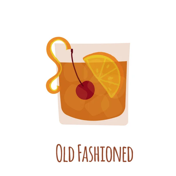 Ilustração vetorial desenhada à mão da bebida alcoólica à moda antiga. Isolado sobre fundo branco. — Vetor de Stock