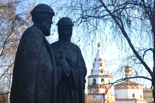 Святые Петр Феврония Муромские Богоявленский Собор Иркутске — стоковое фото