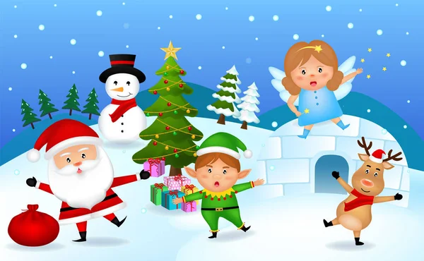 Mutlu Noeller ve yeni yılınız kutlu olsun. Noel Baba, Kardan Adam, Riandeer, Osuruk Kız ve Elf oğlan Mutlu Noeller diliyor..