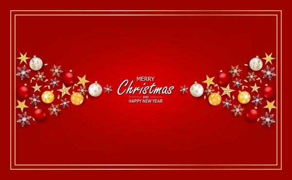 Merry Christams Happy New Year Christmas Ball Top View Vector — 스톡 벡터