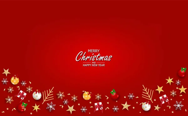 Merry Christams Happy New Year Christmas Ball Top View Vector — 스톡 벡터