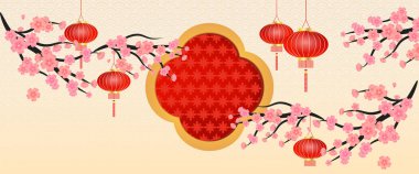 El işi stili çiçek ve vektör lambalı Asyalı elementler.